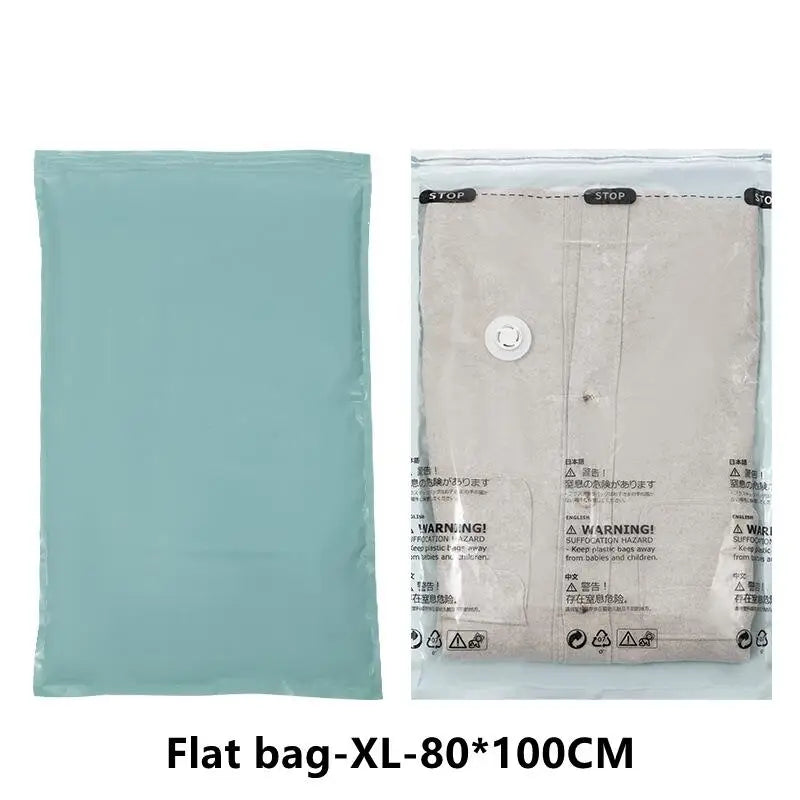Extra Large No-Pump Vacuum Storage Compression Bags, Practical Space Saver to Store Clothes, Blankets and Bedroom Bedding Neatly Qme flat Vacuum Bag XL