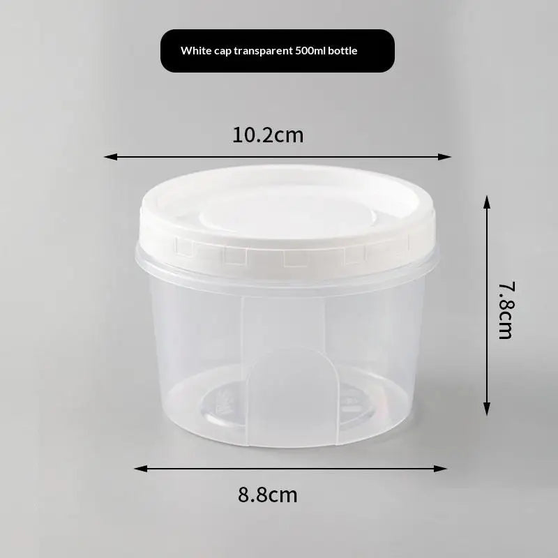 4Pcs Round Food Fresh Keeping Box Kitchen Refrigerator Storage Container Fruits Snacks Sealed Jar Microwave Heating Food Storage Qme 500ML White