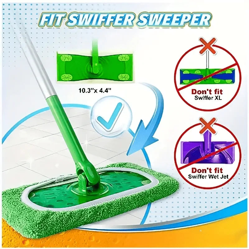 6pcs Super Absorbent Reusable Mop Mat - Microfiber Cleaning Cloth for Dry and Wet Floors, Compatible with Most Flat Mops Qme