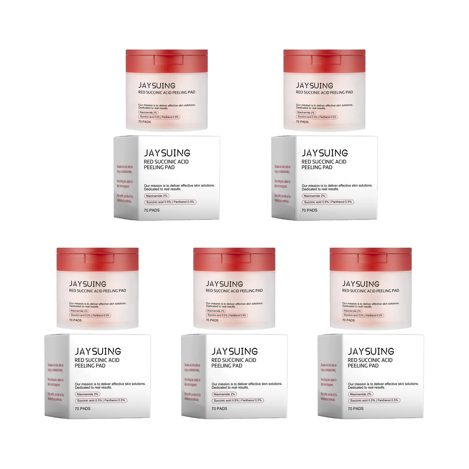 70pcs Red Succinic Acid Peeling Pads Gentle Exfoliation Soothing Moisturizing Delicate Smooth Skin Panthenol Facial Peeling Pads Qme 350pads Boxed
