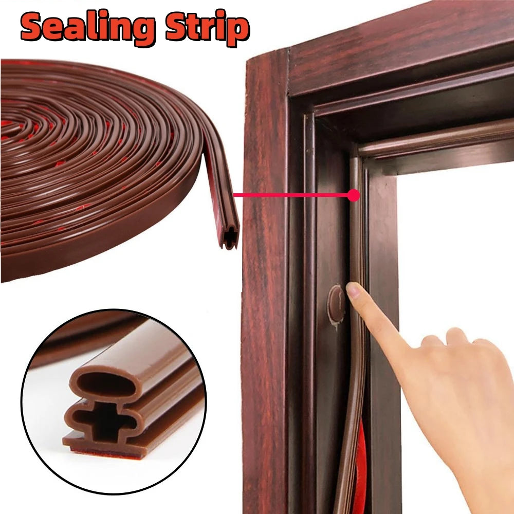 6M Silicone Self-adhesive Sealing Strip Insulation Soundproof Door Stop Window Gap Sealing Moisture-proof Strong Adhesive Tape Qme