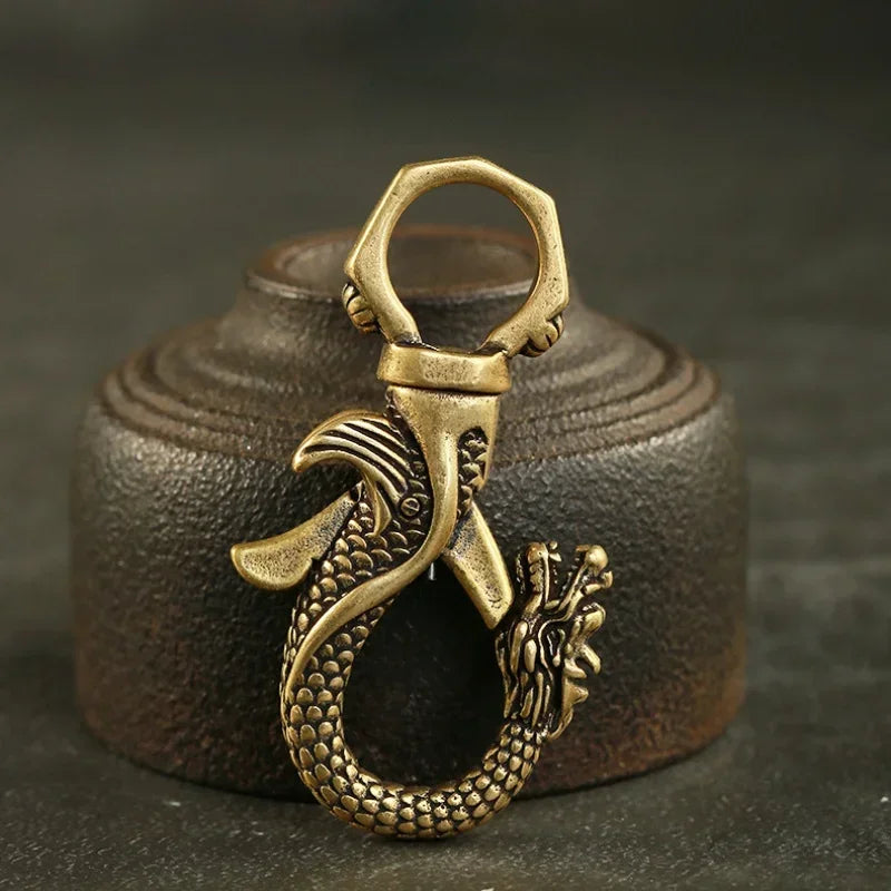 Vintage Copper Dragon Figurines Small Ornaments Retro Brass Animal Qme