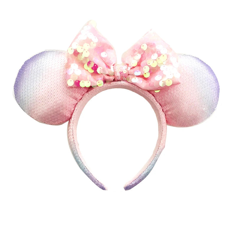 Mouse Ears Headbands Shiny Bow Headband Glitter Princess Party Decoration Cosplay Hair Accessories Hairband for girl Women Adult Qme Headband 2