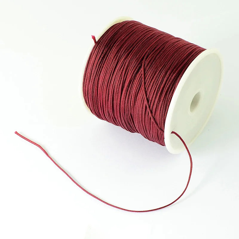PandaHall about 150yards/rollBraided Nylon Thread Chinese Knotting Cord Beading Cord for Beading Jewelry Making Colorful 0.5mm Qme Dark Red 0.8mm