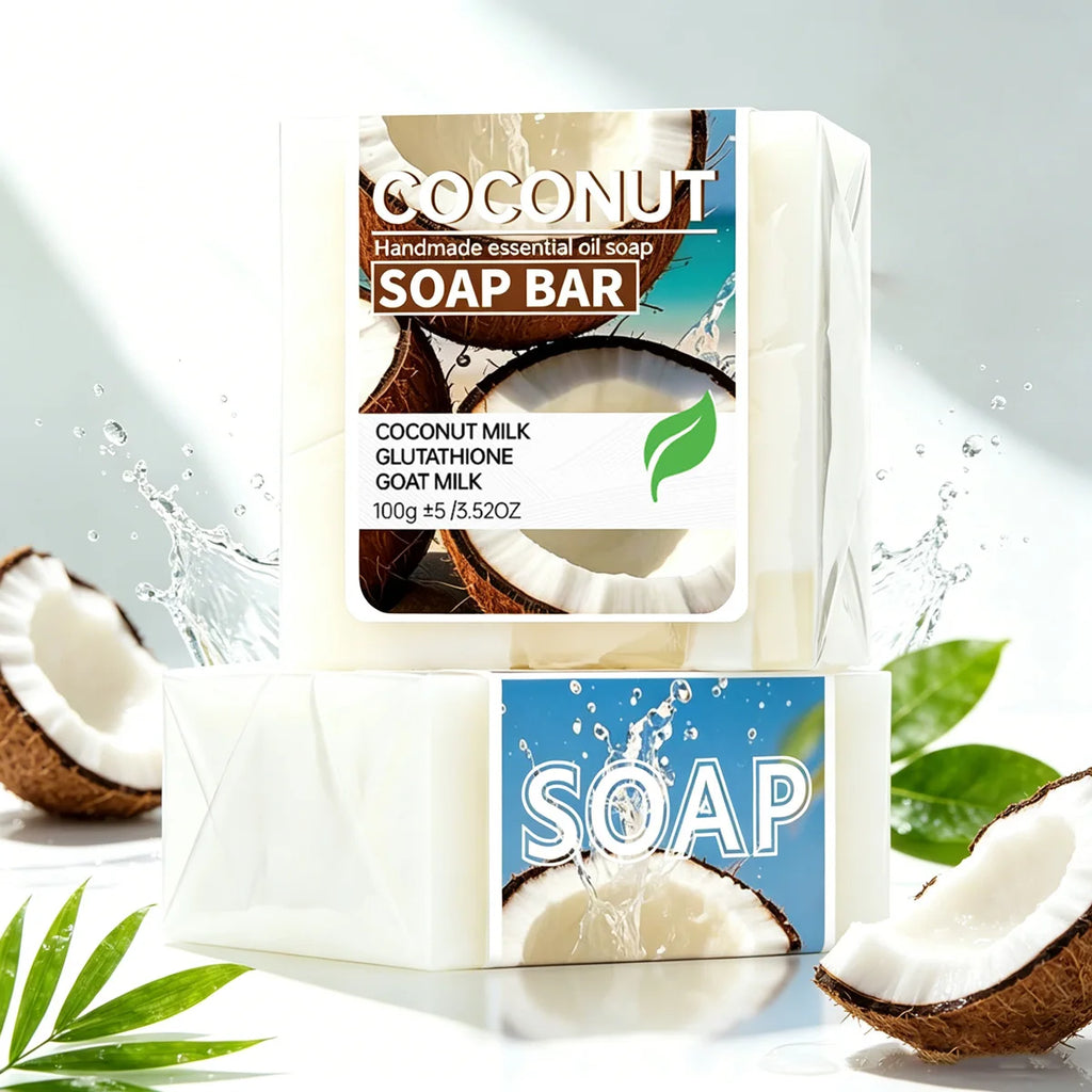 Coconut Milk Moisturizing Soap Glutathione Brightening Cleansing Goat Qme