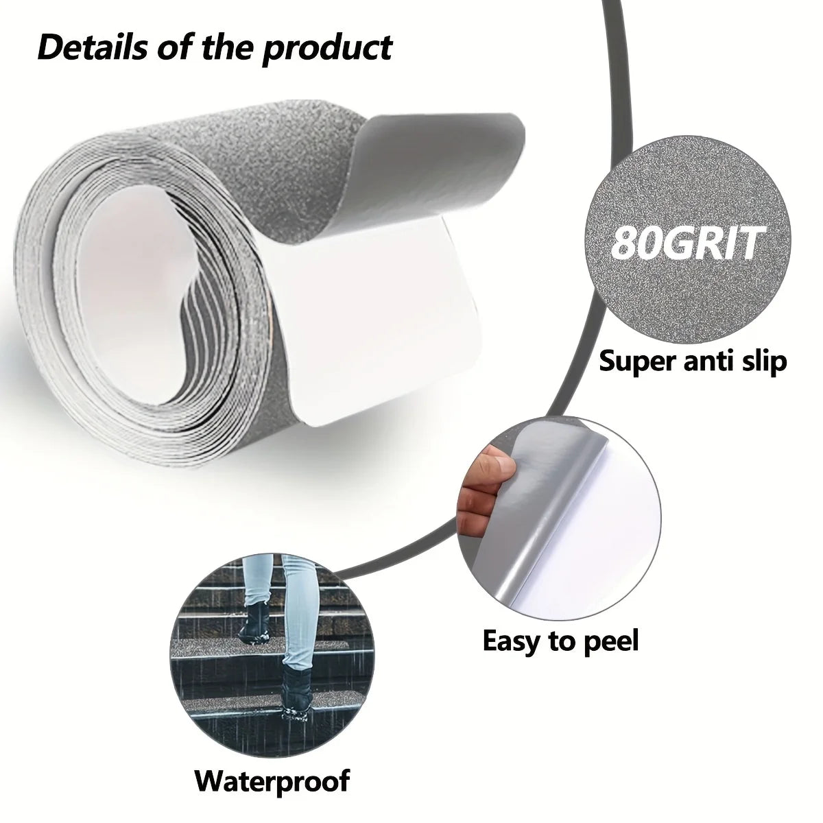 Wear-resistant Heavy Duty Anti-slip Pedal Tape Protection Non-slip Stickers for Stairs Adhesive Tape Grey Qme