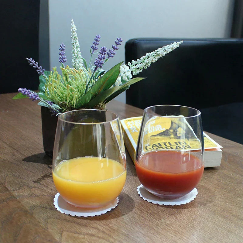 2/4pcs Shatterproof Plastic Wine Glass Unbreakable PET Red Wine Tumbler Glasses Cups Reusable Transparent Fruit Juice Beer Cup Qme