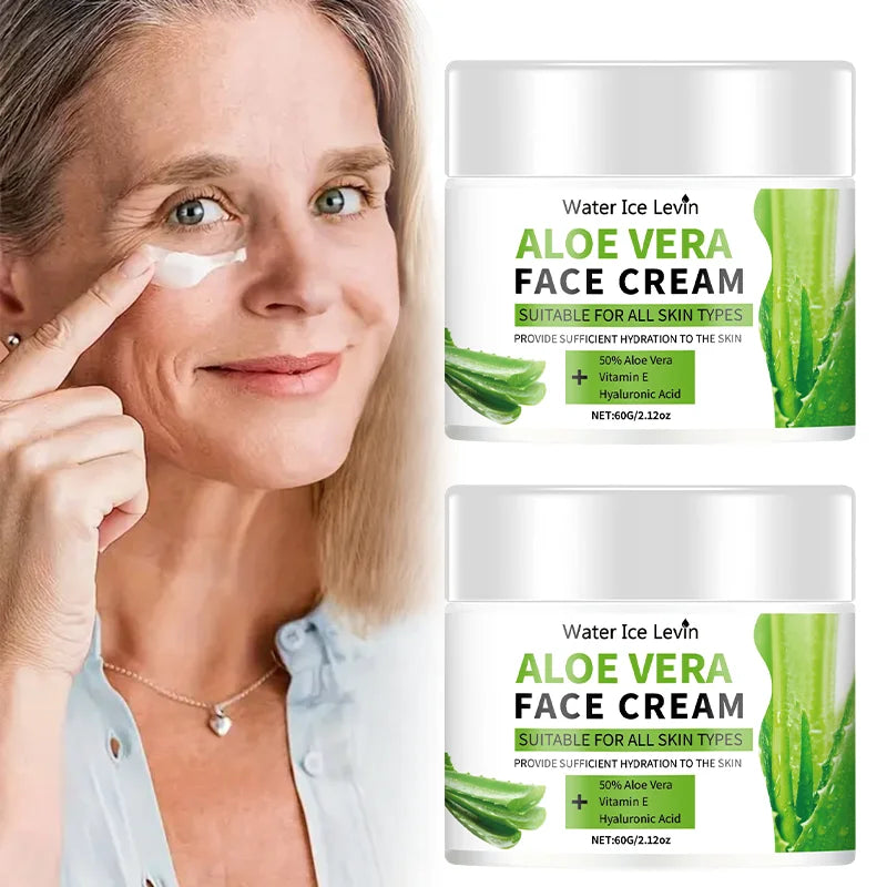 Aloe Vera Face Cream, Hypoallergenic Moisturizer for Both Men and Women, Contains Hyaluronic Acid and Collagen, Suitable for All Skin Types, Soothing and Moisturizing, Non-Irritating Qme