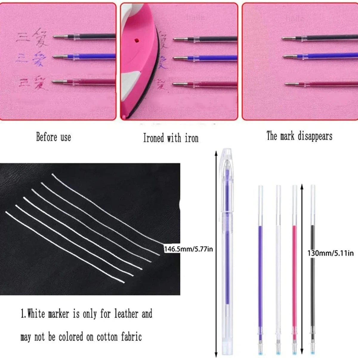 100/200/400 Pcs High Temperature Disappearing Heat Erasable Refill Set Fabric DIY Sewing Craft Clothing Marking Accessories Qme