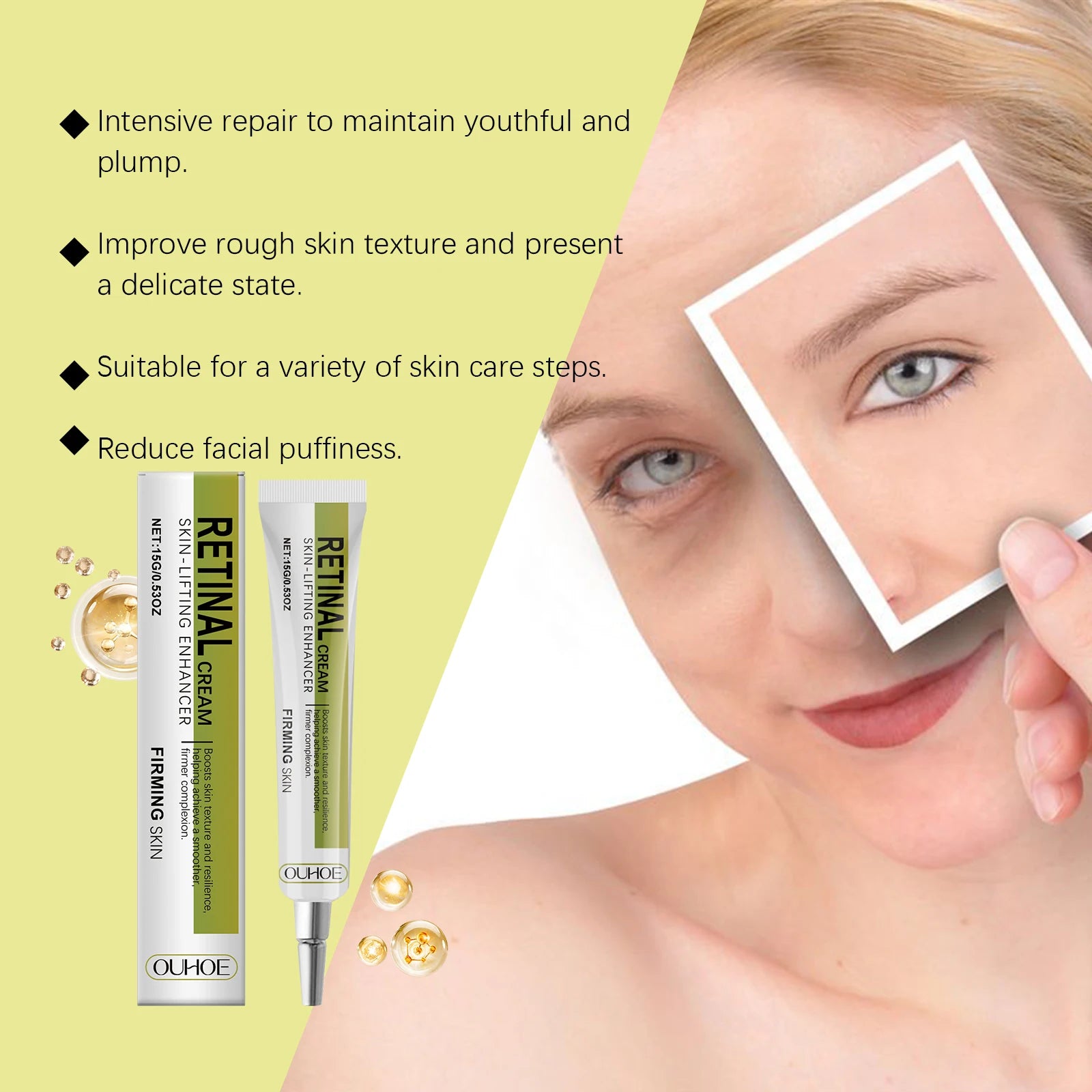 Retinol Cream Smoothing Wrinkle Firming Hydrating Barrier Support Radiant Fade Fine Lines Moisturizing Tightening Face Cream Qme