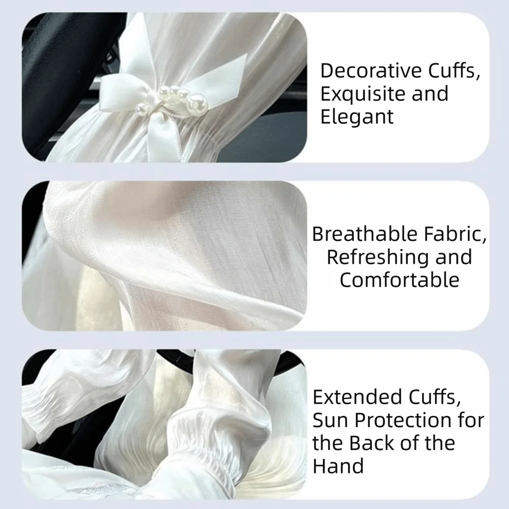 Breathable Sun Protection Sleeves Elegant Solid UV Elastic Long Lace Qme