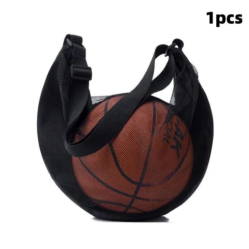 Single Shoulder Crossbody Single Ball Storage Bag Basketball Soccer Volleyball Anti-Tear Training and Fitness Mesh Zipper Bag Qme 1pcs