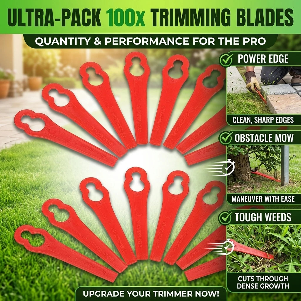 100pcs Plastic Cutter Blades For Electric Cordless Grass Trimmer Strimmer Tool Grass Trimmer Blades Replacement Garden Tool Qme