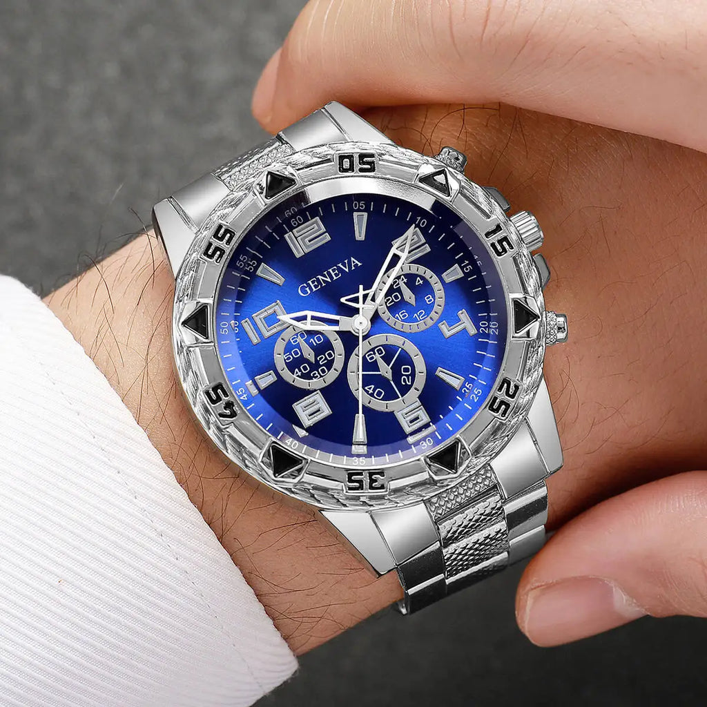 Fashion Business Men Watch Luxury Big Dial Mens Quartz Wristwatches Clock Gift Reloj Hombre（Without Box） Qme