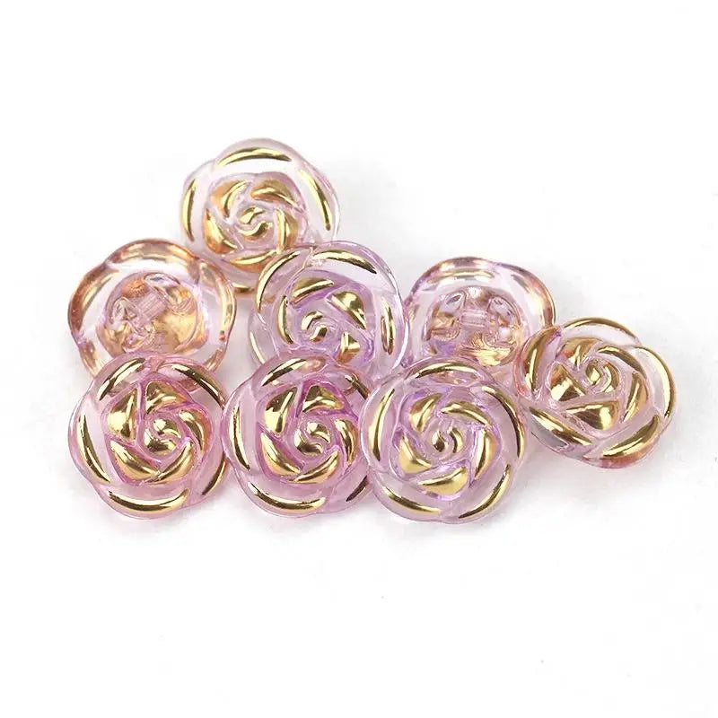 Pcs Durable Acrylic Buttons in Rose Design for Clothing Crafting Qme Light purple