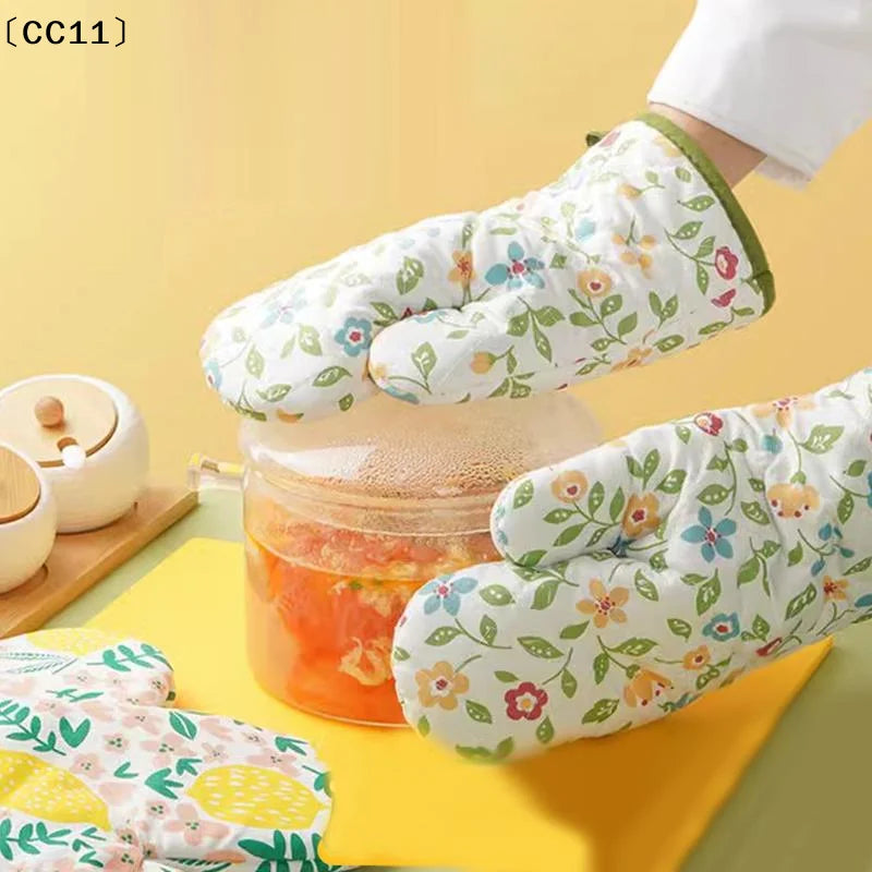 Versatile Printing Microwave Glove Heat Resistant Non-slip Oven Mitt Qme