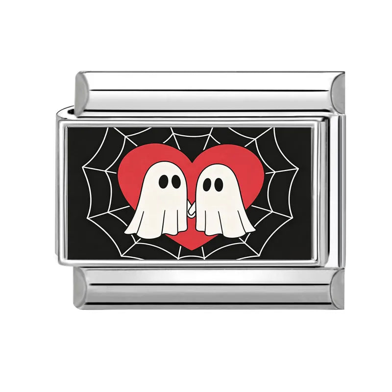 2026 Women Men Colored Star Ghost Cats Halloween Charms Italian Links