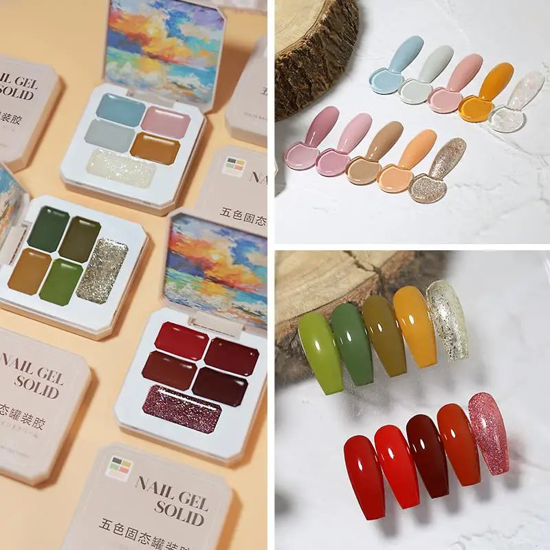 Solid Nail Polish Glue 5 12 16 Colors Manicure Semi Permanent Varnish Qme