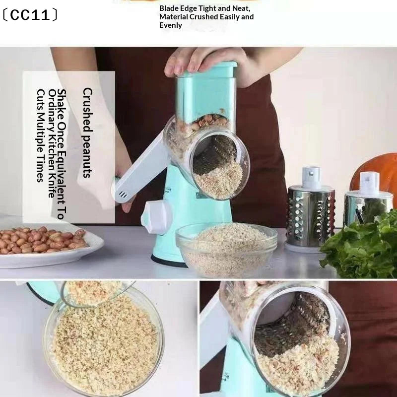 Manual Rotary Vegetable Slicer Grater Multiple Blades Easy Clean Home Qme