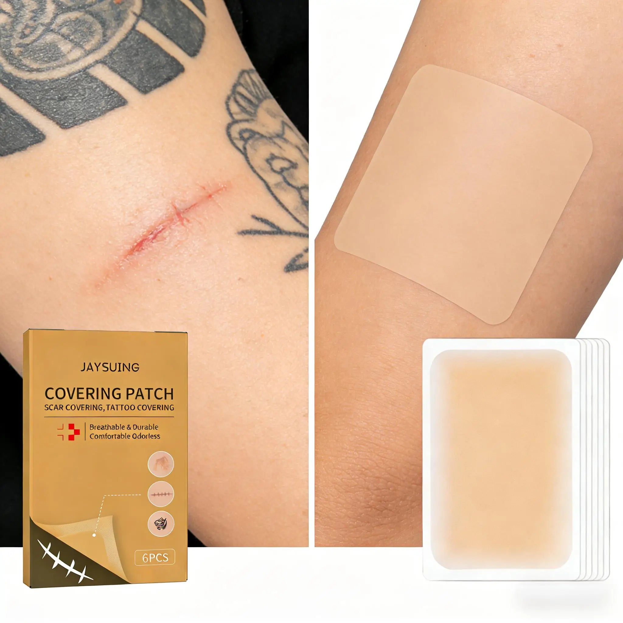 Invisible Concealer Patches Waterproof Full Cover Concealer Tattoo Scar Birthmark Natural Breathable Skin Flaw Hide Tapes 6PCS Qme