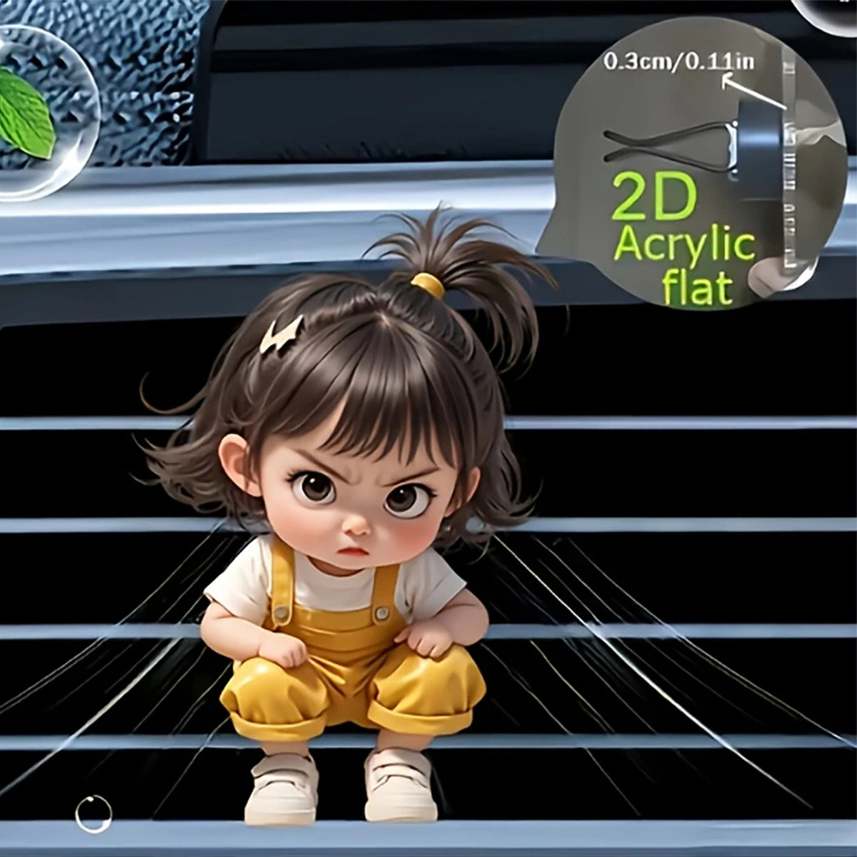 Cute Little Girl Acrylic Car Vent Clip Decoration Fragrance Diffuser Qme