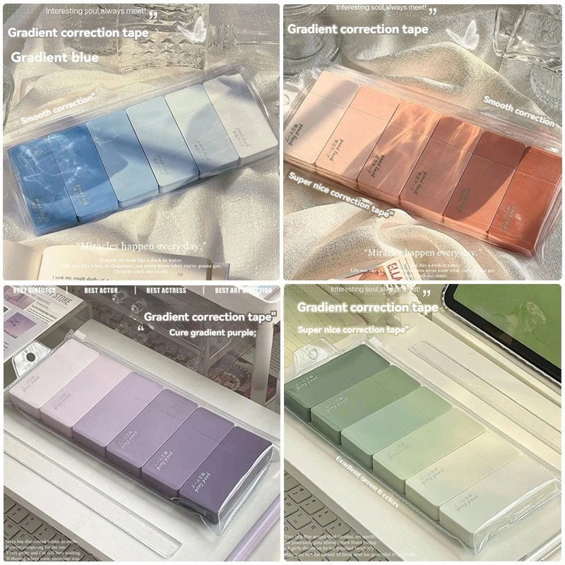 6Pcs High Appearance White Correction Tape Fast Clean Smooth Writing Tear Resistant Correction Tape Office School Stationery Qme