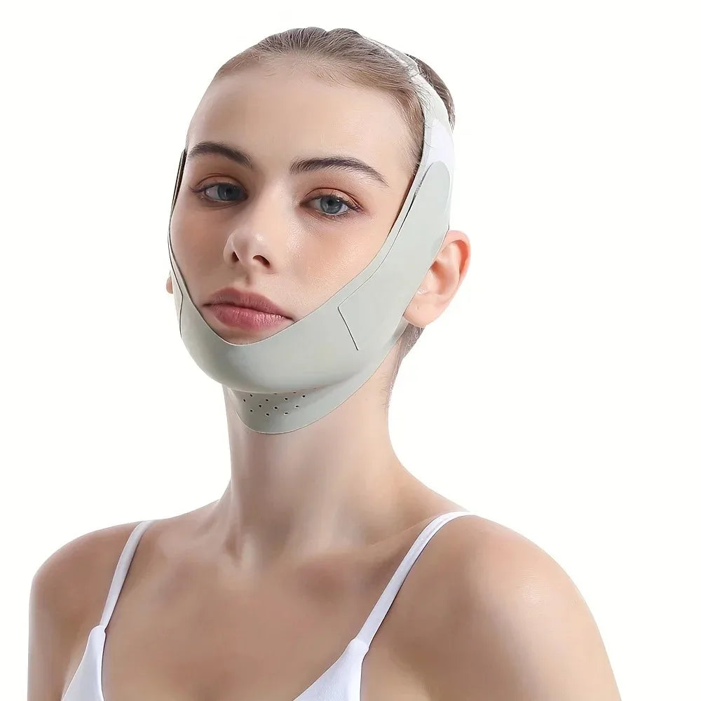 Reusable Face Slimming Bandage V Line Shaper Women Chin Cheek Lift Up Qme green