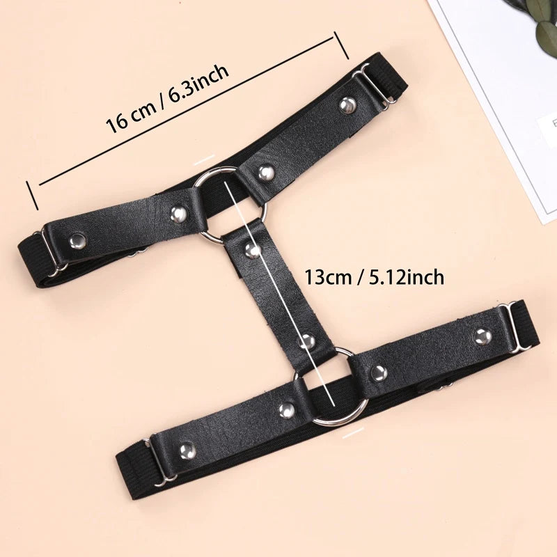Women Girls Sexy Garter Goth Belt Harajuku Punk Gothic PU Leather Leg Qme