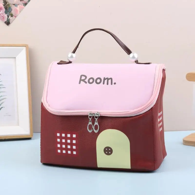 Cute Dopamine Color House Shape Makeup Bag Large Capacity Portable Makeup Storage Bag Cartoon Makeup Handbag Qme