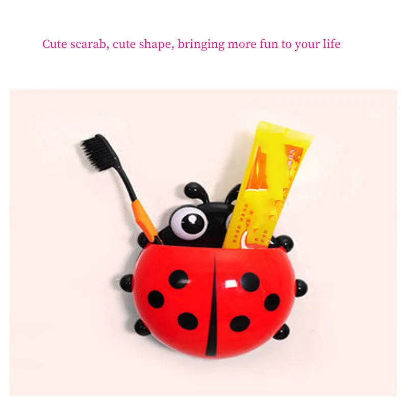 1/2/4Pcs Toothbrush Holder Cute Ladybug Shape Suction Cup Creative Toothbrush Rack Bathroom No-punching Storage Shelf Qme