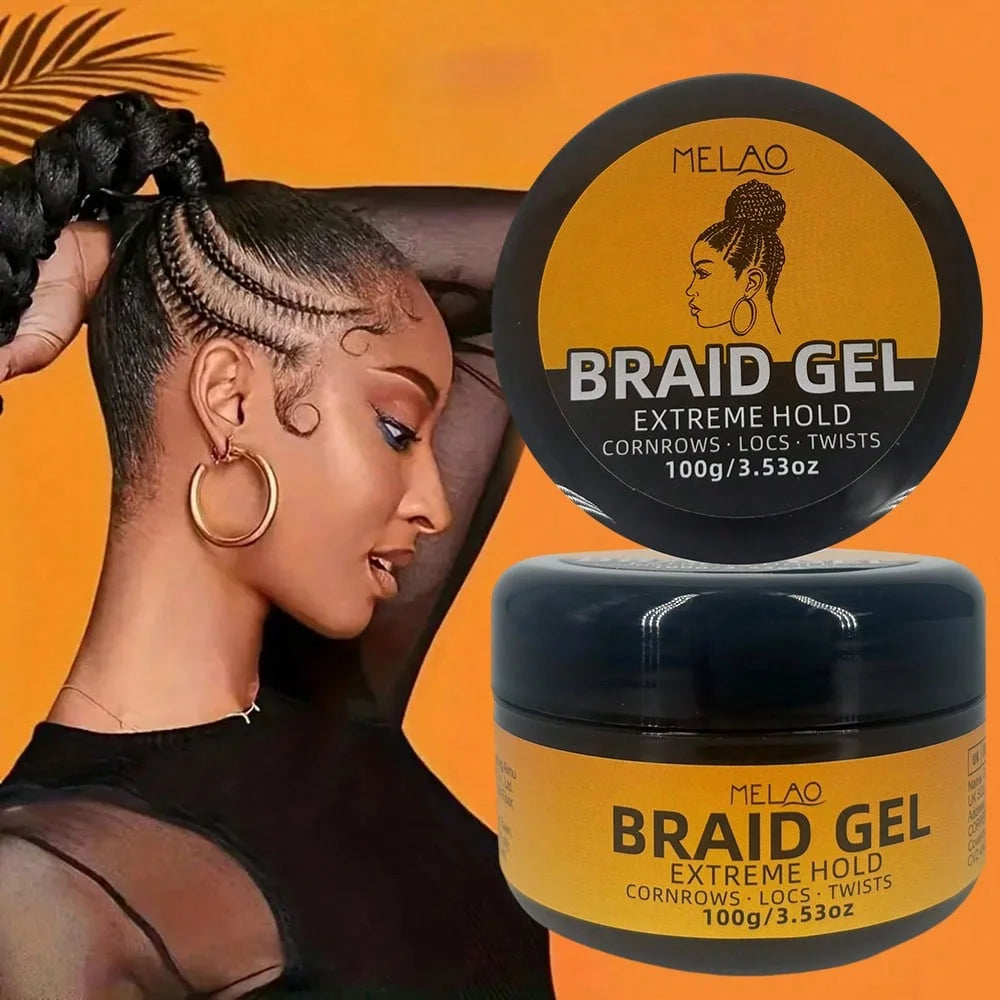 MELAO BRAID GEL, Extreme Hold Styling Gel, for Cornrows, Locs, Twists, Dreadlocks & Braided Hairstyles, Long Lasting Strong Hold Qme