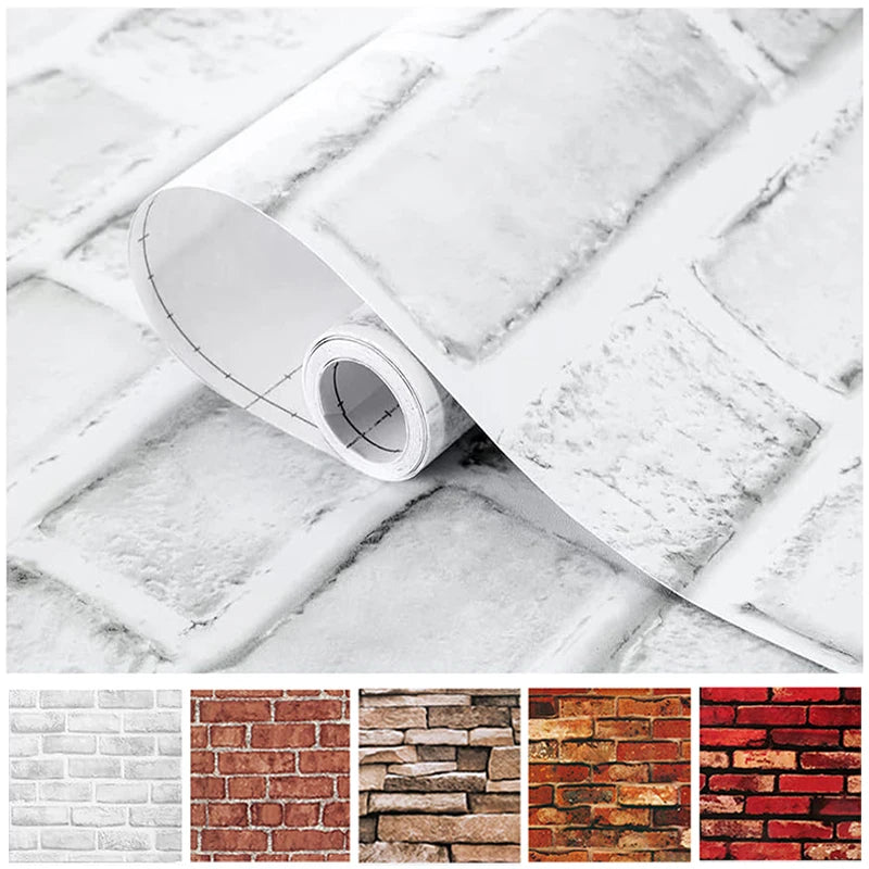 Brick Wallpaper Peel Stick Self-adhesive Wall Paper Grey Contact Pape Qme