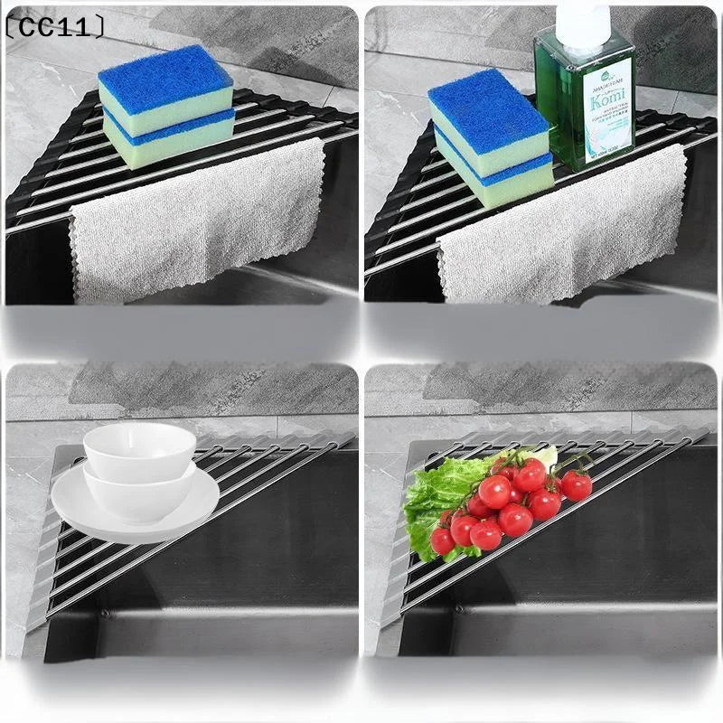 Roll Up Triangle Dish Drying Rack Kitchen Sink Organizer Corner Over Qme