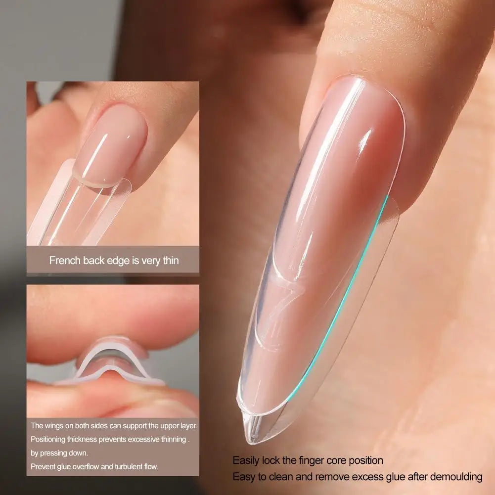 Dual Nail Forms Almond Extension Poly Gel Full Cover Reusable Molds Qme