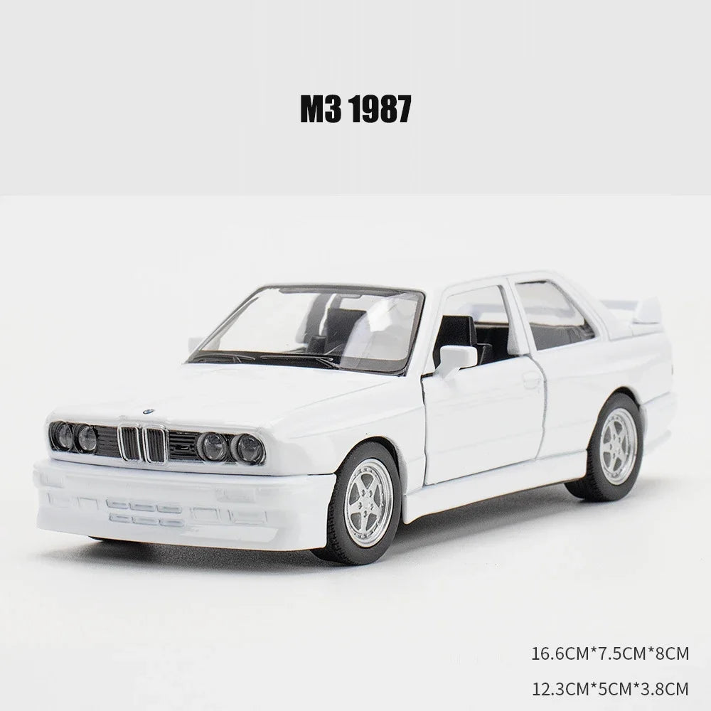 1:36 M3 1987 Diecast Alloy Car Model Metal Pull Back Simulation Car Toy Sports Car Ornament With To Open The Door For Kids Gift Qme M3 White-with box