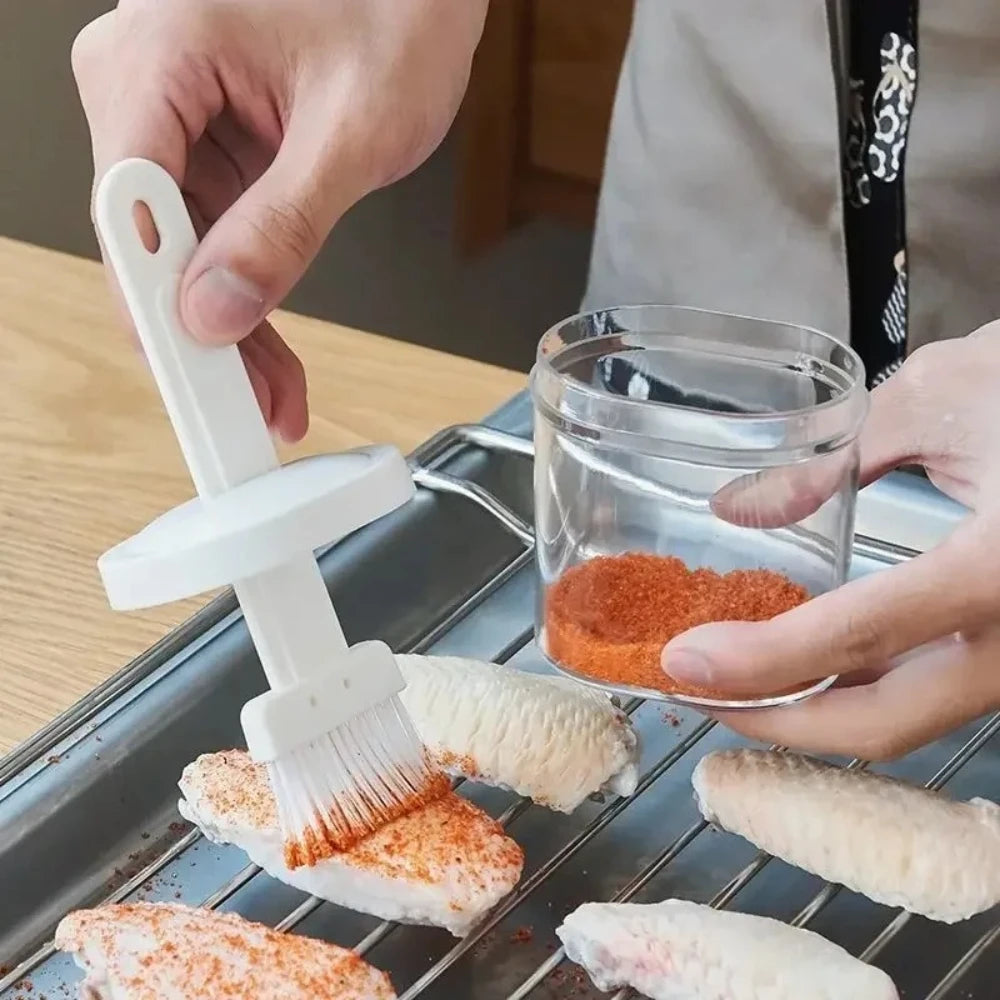 BBQ Oil Dispenser With Silicone Brush Kitchen Cooking Utensil For Outdoor Barbecue Baking And Grilling Oil Application Tool Qme