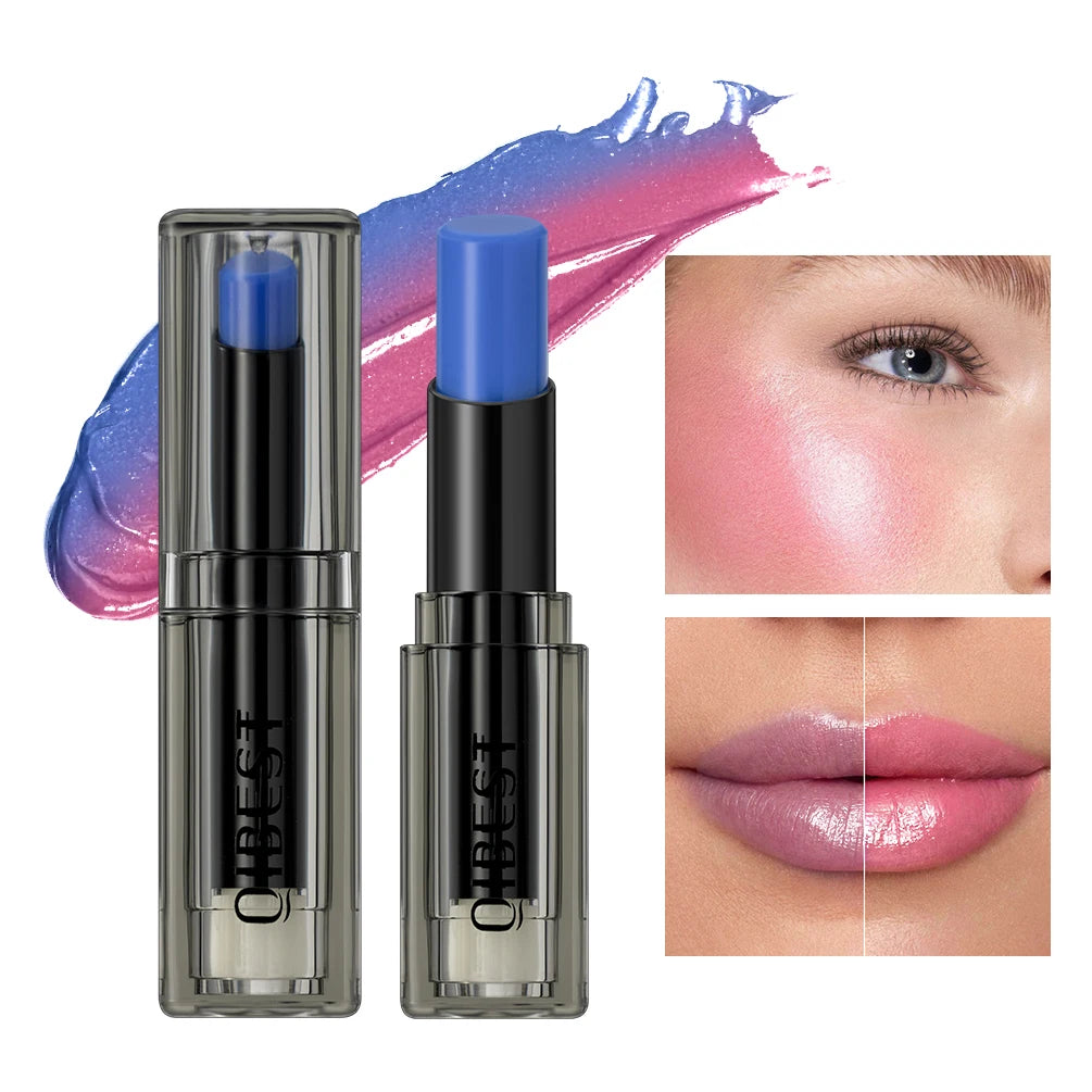 QIBEST Blue Black Lipstick Temperature Color Changing Lip Balm Moisturizing Lasting Ph Change Color Lip Stain Tint Cosmetics Qme 01