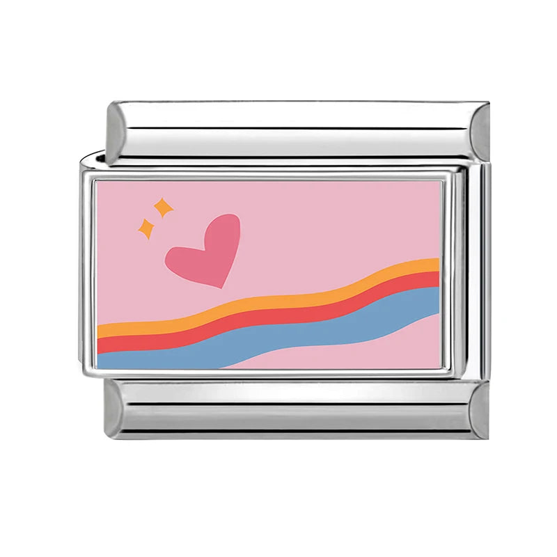 Fashion Lake Sunset Scenery Tulips Flowers Heart Italian Charm Links