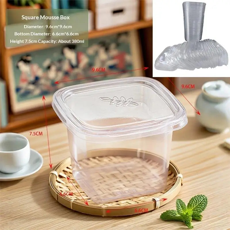 Clear Plastic Cups Disposable Mousse Dessert Box Lid Acrylic Food Qme Mousse Box