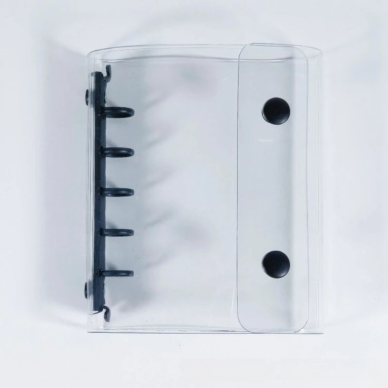 Transparent PVC Binder Cover 5-Hole Tri-fold Design Mini Notepad Qme M5 Black