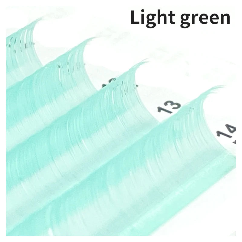 NATUHANA Cream Beige Individual Lash Clusters Mixed Lengths Soft Qme Light Green C 0.07mm|Mix