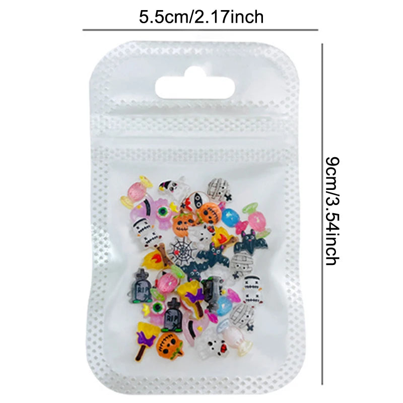 30pcs Halloween Nail Art Charm 3D Kawaii Pumpkin Ghost Halloween Resin Decorations Cartoon Clown Mini Figurines Resin Nail DIY Qme