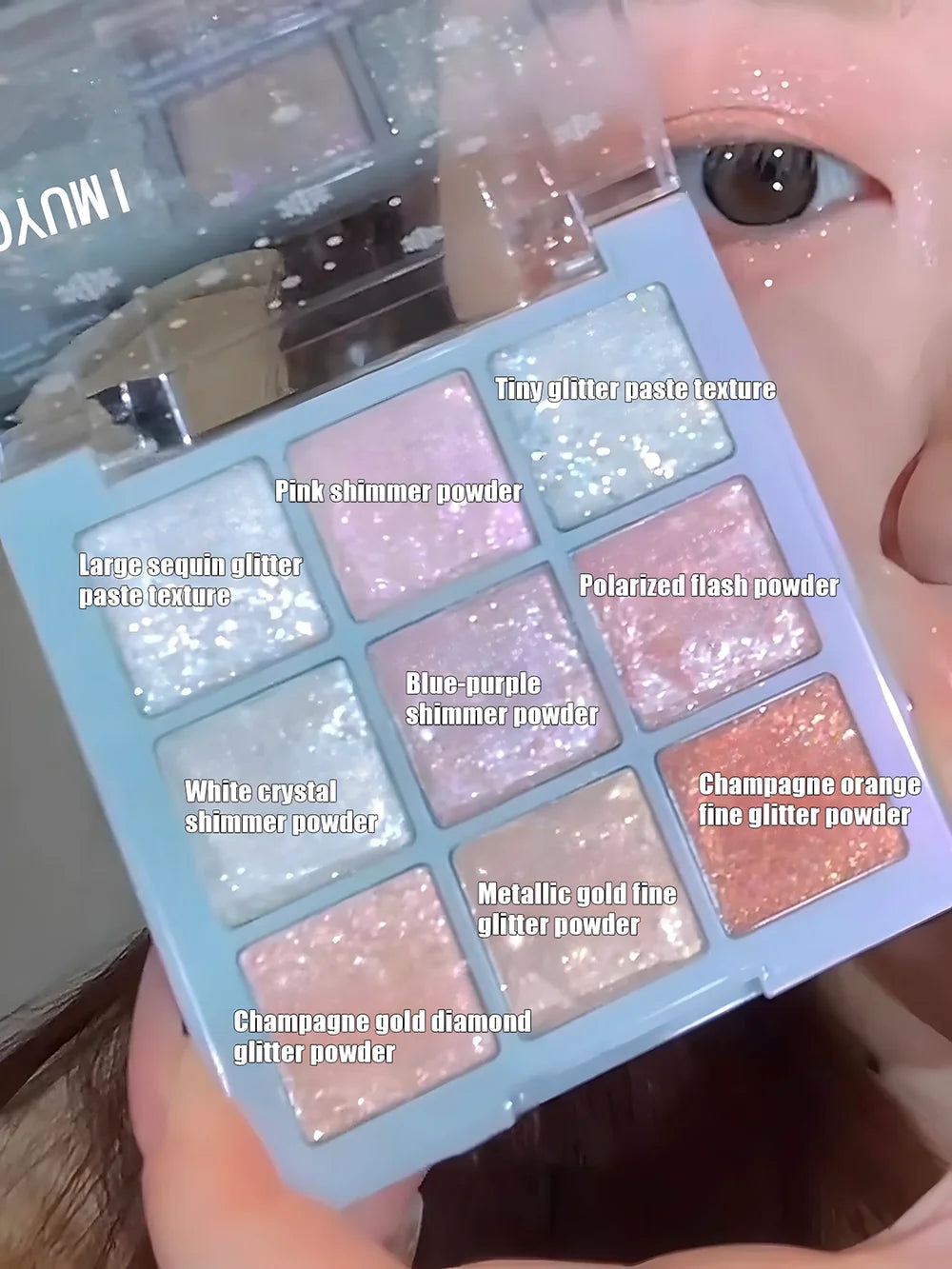Christmas Snowflake 9-Color Eyeshadow Palette Matte Shimmer Glitter Qme