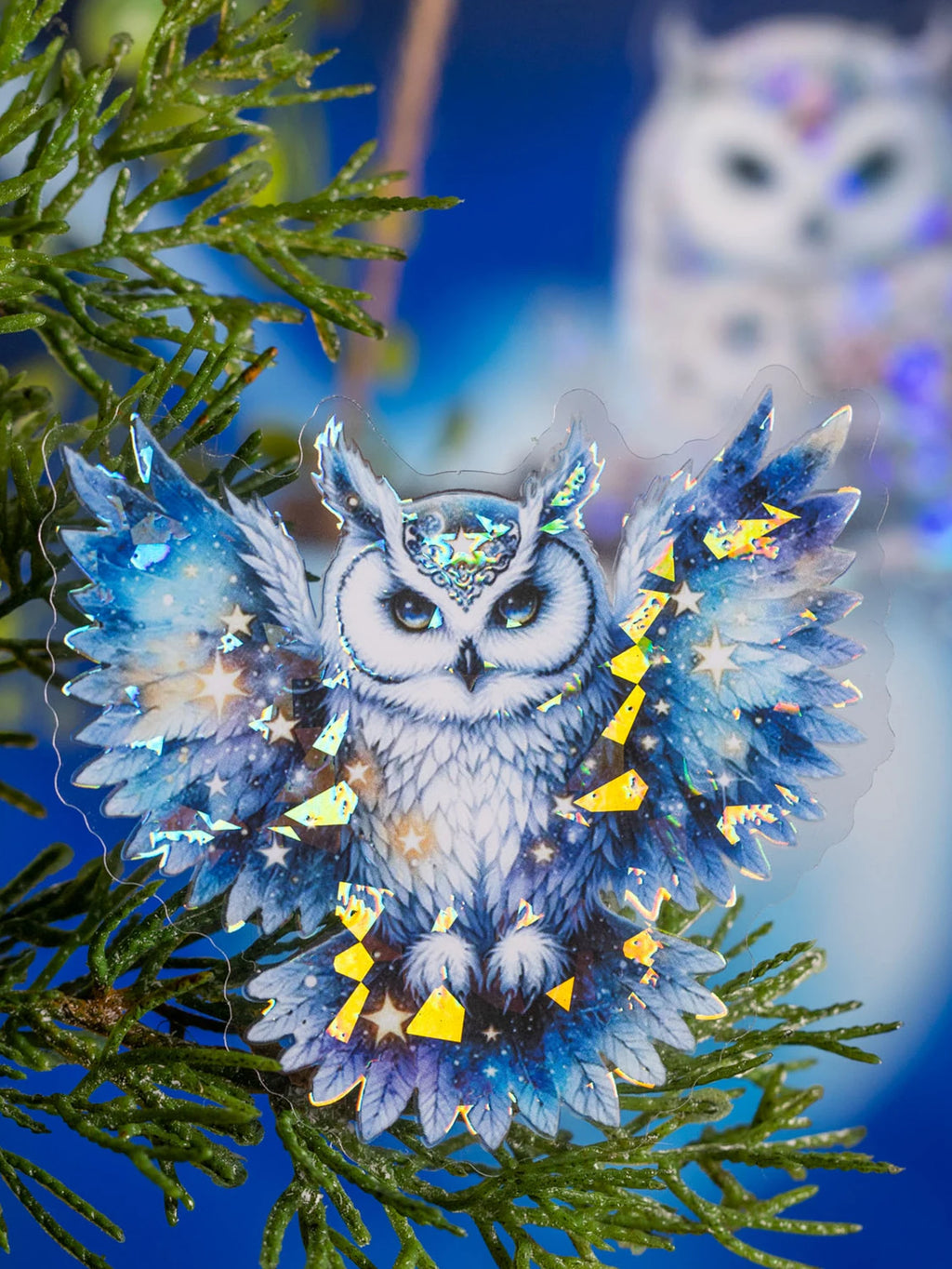 Sticker Pack 6pcs/bag PET Iridescent Owl Sticker Pack Handbook DIY Scrapbook & Journal Decoration Sticker Pack Qme