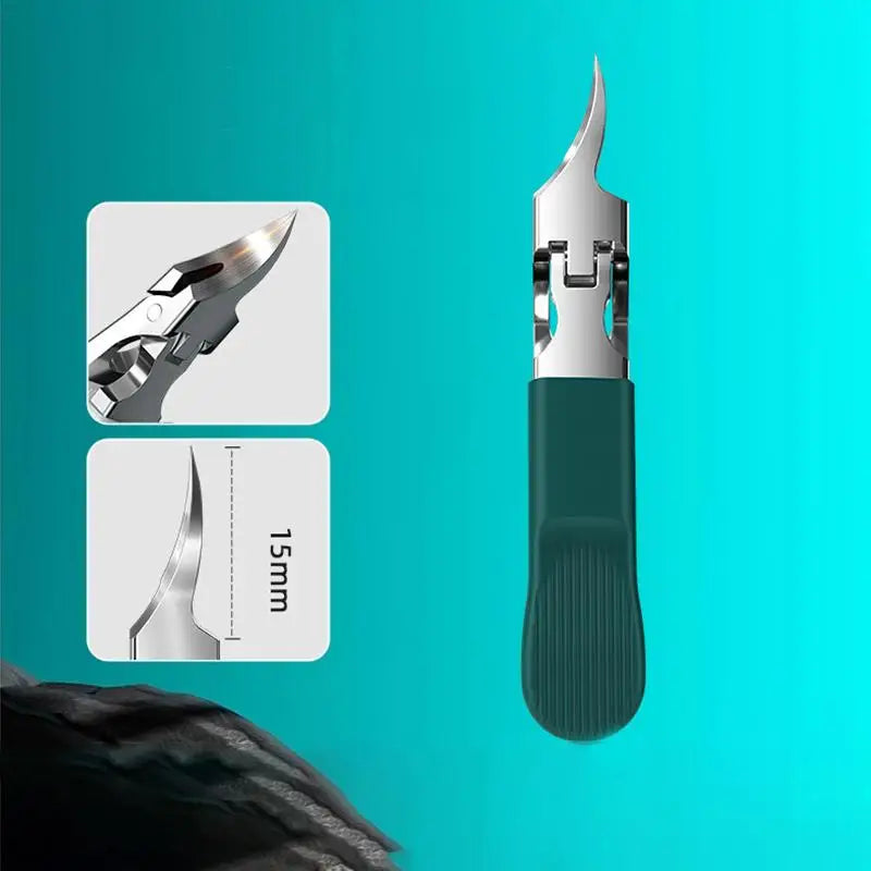 Slanted Fine Nail Clippers Thick Nails Anti Splash Strong Sharp Qme Green