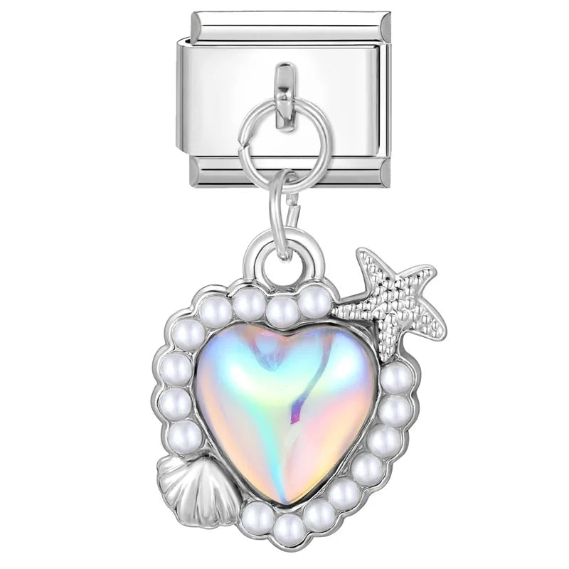 2026 Women Romantic Heart Shiny CZ Pattern Italian Charm Links Fit