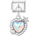 Beautiful Natural Scenery Heart Cave Pattern Shiny Zircon Italian Charm Fit 9mm Stainless Steel Jewelry Make Bead DIY Bracelet Qme S 37