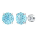 Multicolor Faceted Crystal Stud Earrings Stainless Steel Screw Back Hypoallergenic Piercing Earrings for Office Business Wear Qme 6mm C