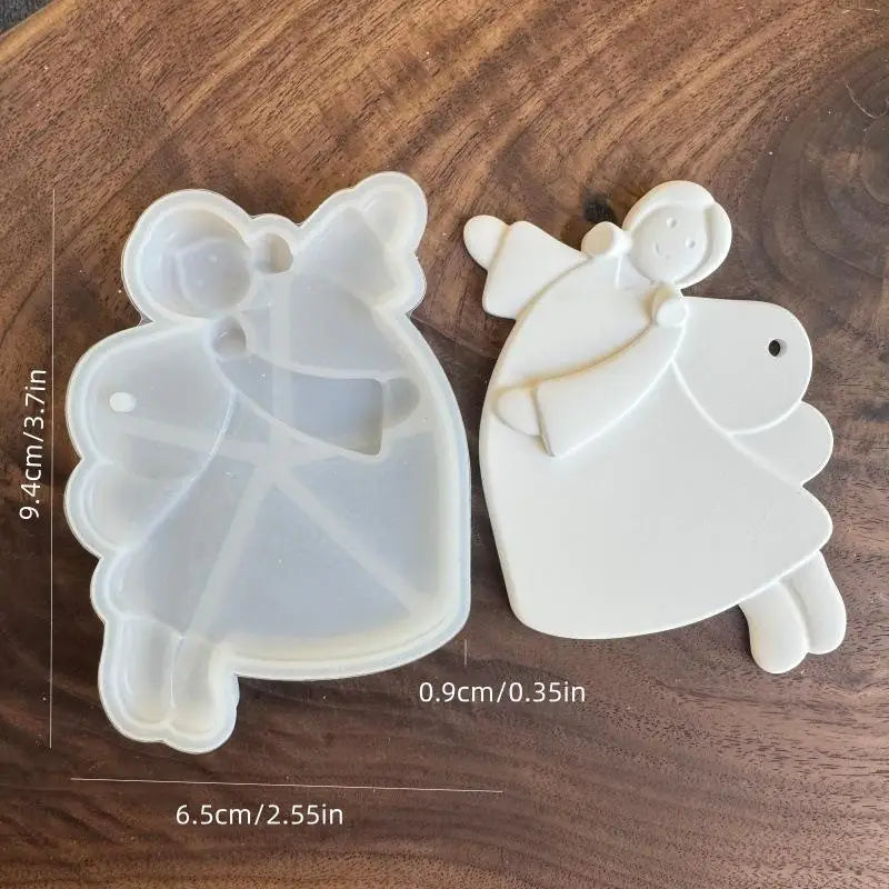 1Pcs Christmas Tree Hanging Ornament Plaster Concrete Resin Mould DIY Angel Love Girl Silicone Mold Girl Craft Supplies Qme A7