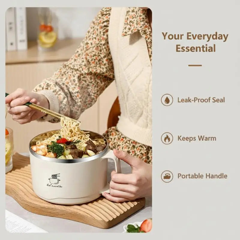 Stainless Steel Large Capacity Noodle Bowl Lid Durable Kitchen Dining Qme